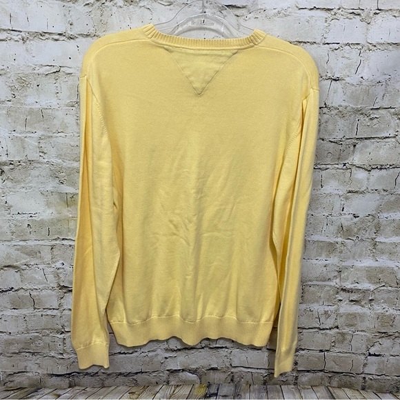 Tommy Hilfiger Yellow Cotton V Neck Pullover Sweater - Picture 3 of 5